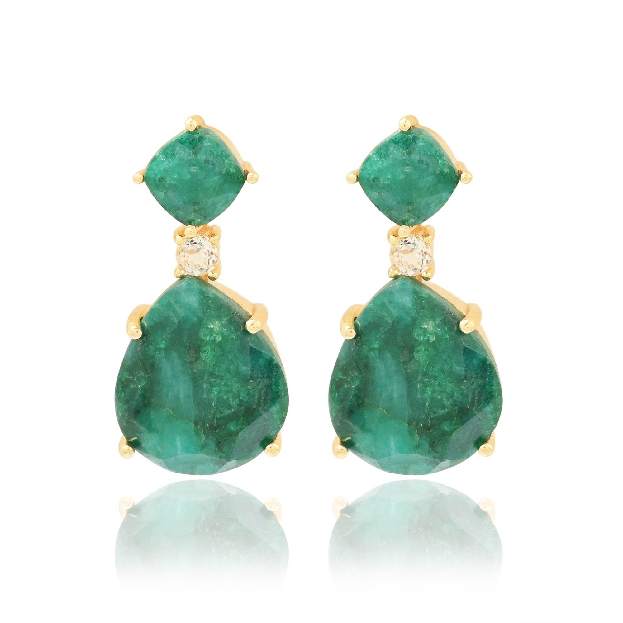 Emerald Gemstone Earring - La Vitá Jewels