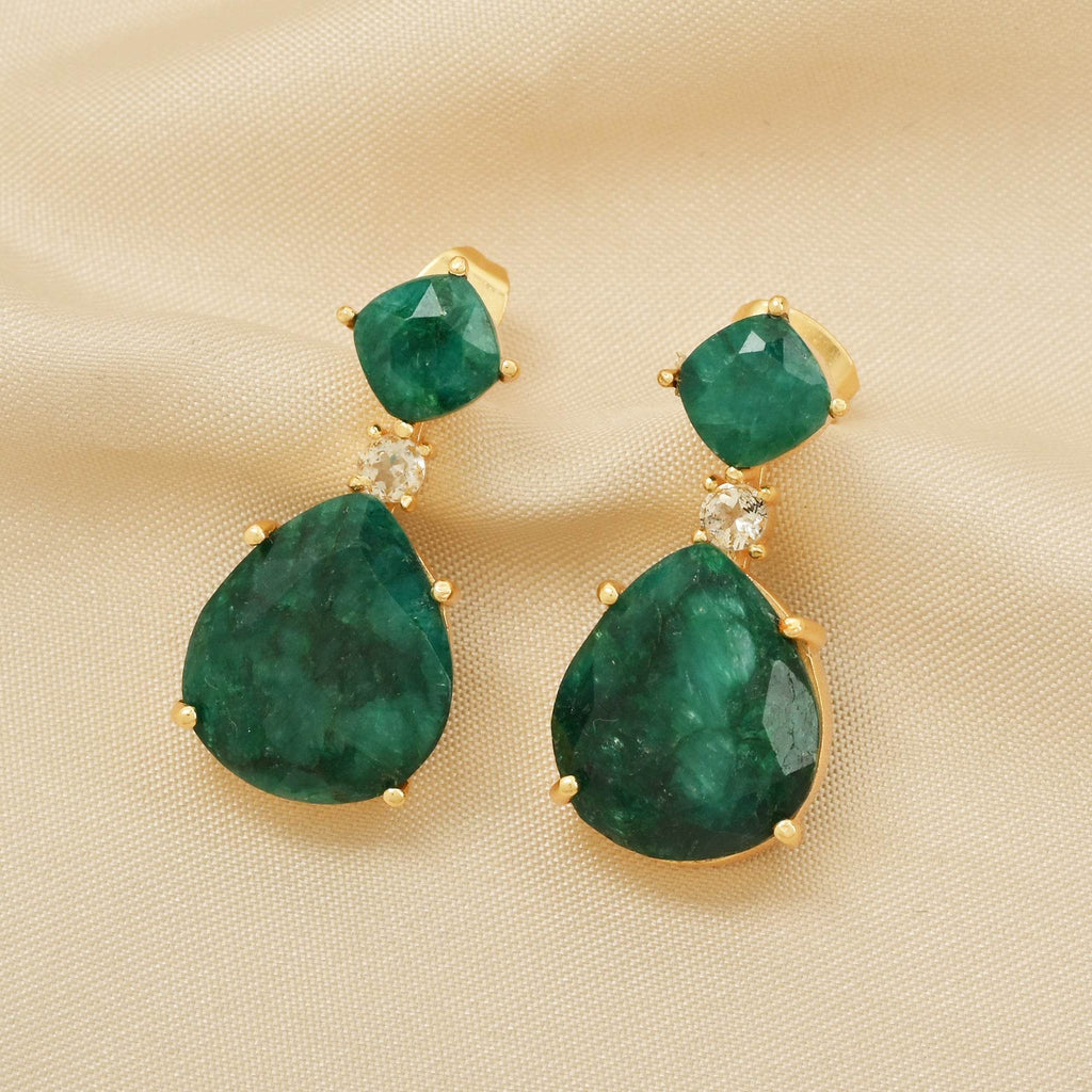 Emerald Gemstone Earring - La Vitá Jewels