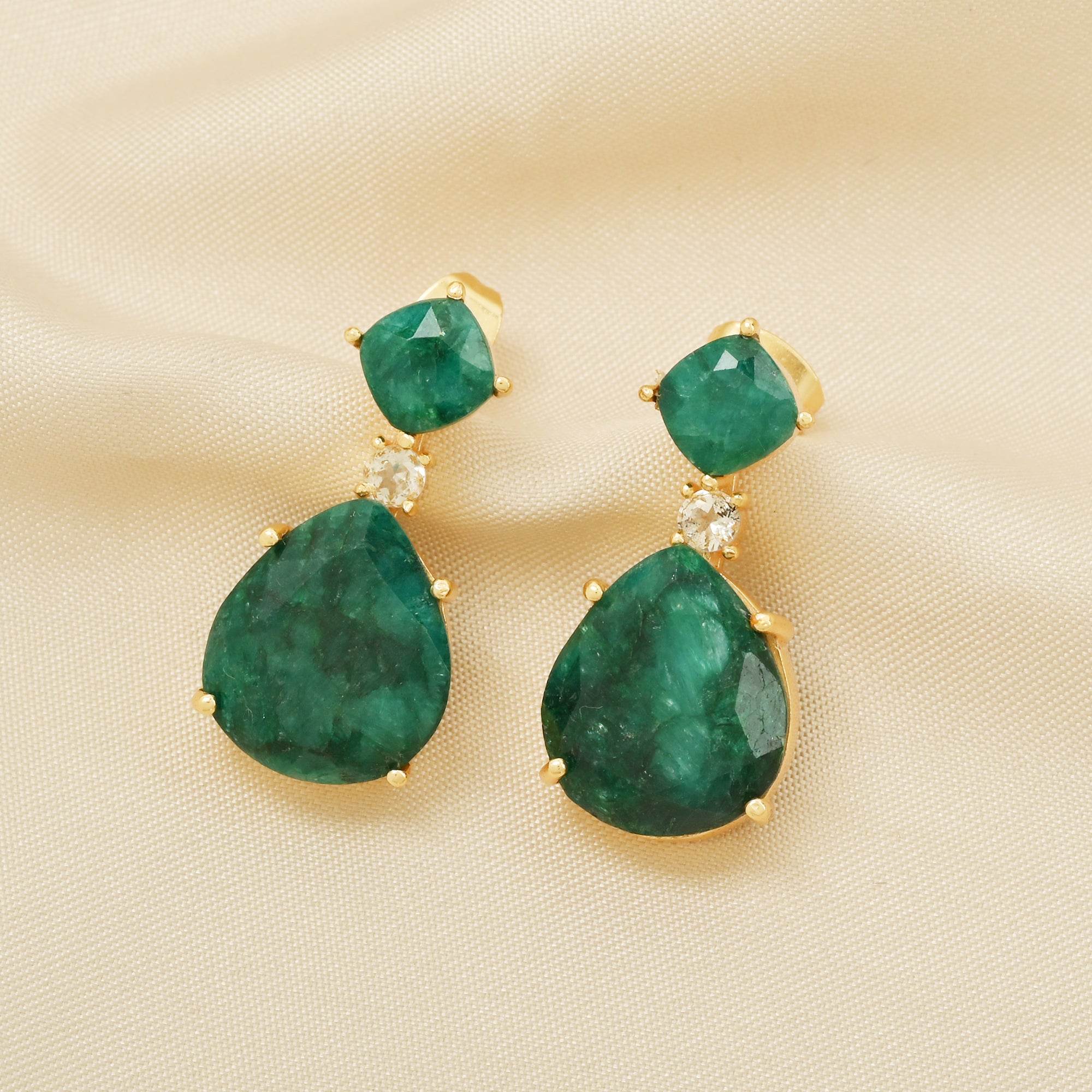 Emerald Gemstone Earring - La Vitá Jewels