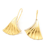 Biloba-Ginkgo Leaf with White CZ Earrings