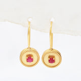 Ruby Gemstone Dangle Earrings