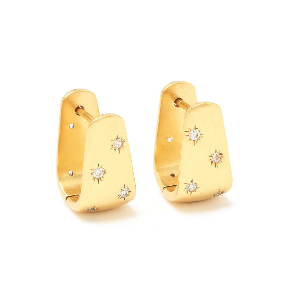 White CZ Huggies Gold Earrings - La Vitá Jewels