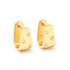 White CZ Huggies Gold Earrings - La Vitá Jewels