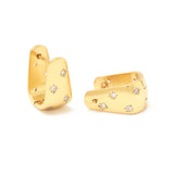 White CZ Huggies Gold Earrings