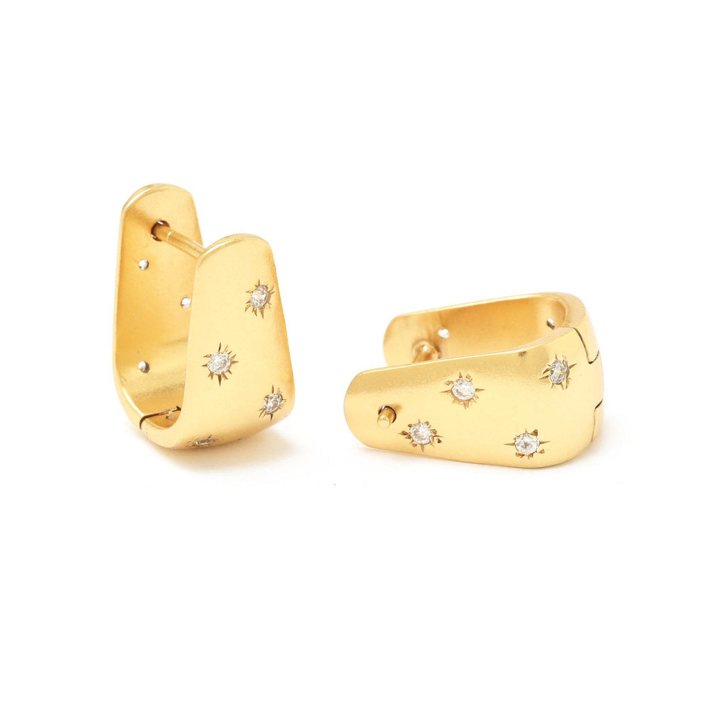 White CZ Huggies Gold Earrings - La Vitá Jewels