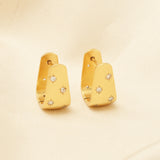 White CZ Huggies Gold Earrings