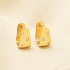 White CZ Huggies Gold Earrings - La Vitá Jewels