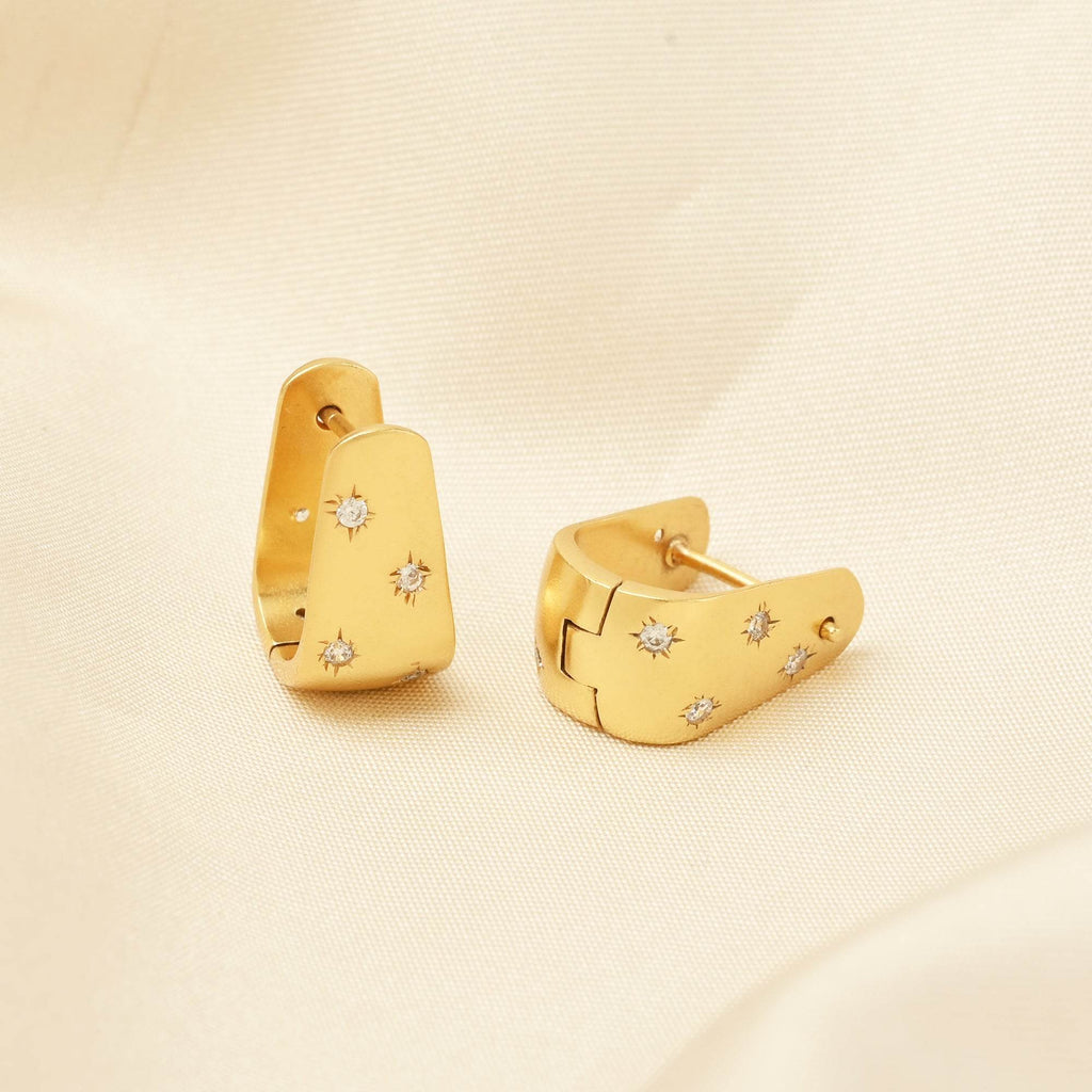 White CZ Huggies Gold Earrings - La Vitá Jewels