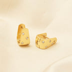 White CZ Huggies Gold Earrings - La Vitá Jewels