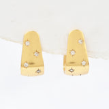 White CZ Huggies Gold Earrings