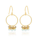 Circle Shape with Aqua Chalcedony, Labradorite Beads Earrings - La Vitá Jewels