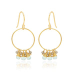 Circle Shape with Aqua Chalcedony, Labradorite Beads Earrings - La Vitá Jewels