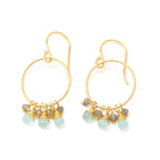 Circle Shape with Aqua Chalcedony, Labradorite Beads Earrings - La Vitá Jewels