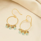 Circle Shape with Aqua Chalcedony, Labradorite Beads Earrings - La Vitá Jewels