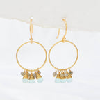 Circle Shape with Aqua Chalcedony, Labradorite Beads Earrings - La Vitá Jewels