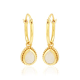 Rainbow Moonstone Huggies Dangle Earrings