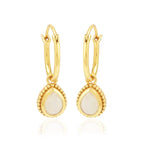 Rainbow Moonstone Huggies Dangle Earrings - La Vitá Jewels