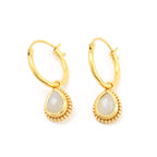 Rainbow Moonstone Huggies Dangle Earrings - La Vitá Jewels