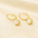 Rainbow Moonstone Huggies Dangle Earrings - La Vitá Jewels