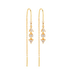 Gold Triangle & Oval Crystal Threader Earrings