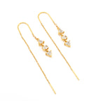 Gold Triangle & Oval Crystal Threader Earrings