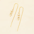 Gold Triangle & Oval Crystal Threader Earrings