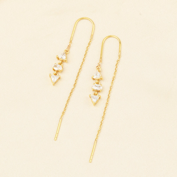 Gold Triangle & Oval Crystal Threader Earrings