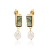 Baroque Pearl with Labradorite Dangle Earrings