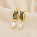 Moon Enlightenment Labradorite and Pearl Earrings - La Vitá Jewels