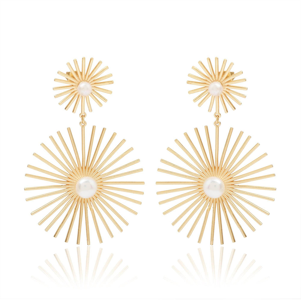 Baroque Pearl Flower Dangle Earrings - La Vitá Jewels