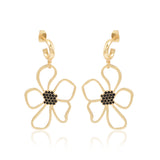 Ava Large Flower Black Zircon Hoop Earrings