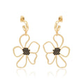 Ava Large Flower Black Zircon Hoop Earrings - La Vitá Jewels