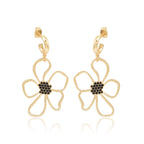 Ava Large Flower Black Zircon Hoop Earrings - La Vitá Jewels