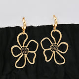 Ava Large Flower Black Zircon Hoop Earrings