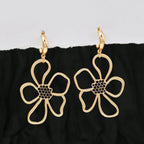 Ava Large Flower Black Zircon Hoop Earrings - La Vitá Jewels