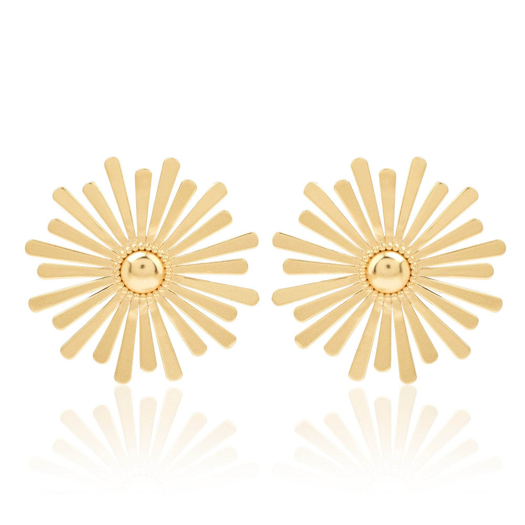 Sun Flower Gold Earrings - La Vitá Jewels