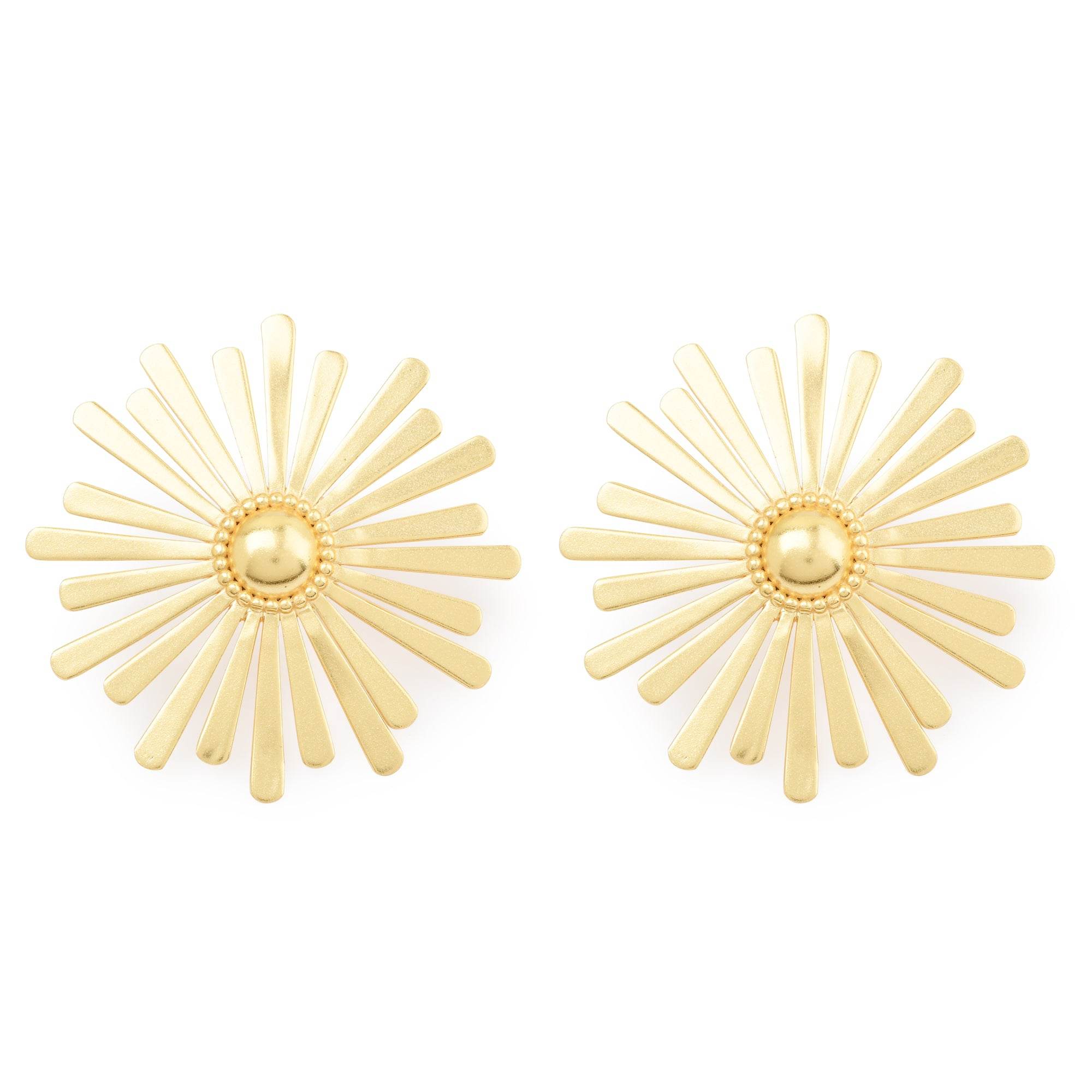 Sun Flower Gold Earrings - La Vitá Jewels