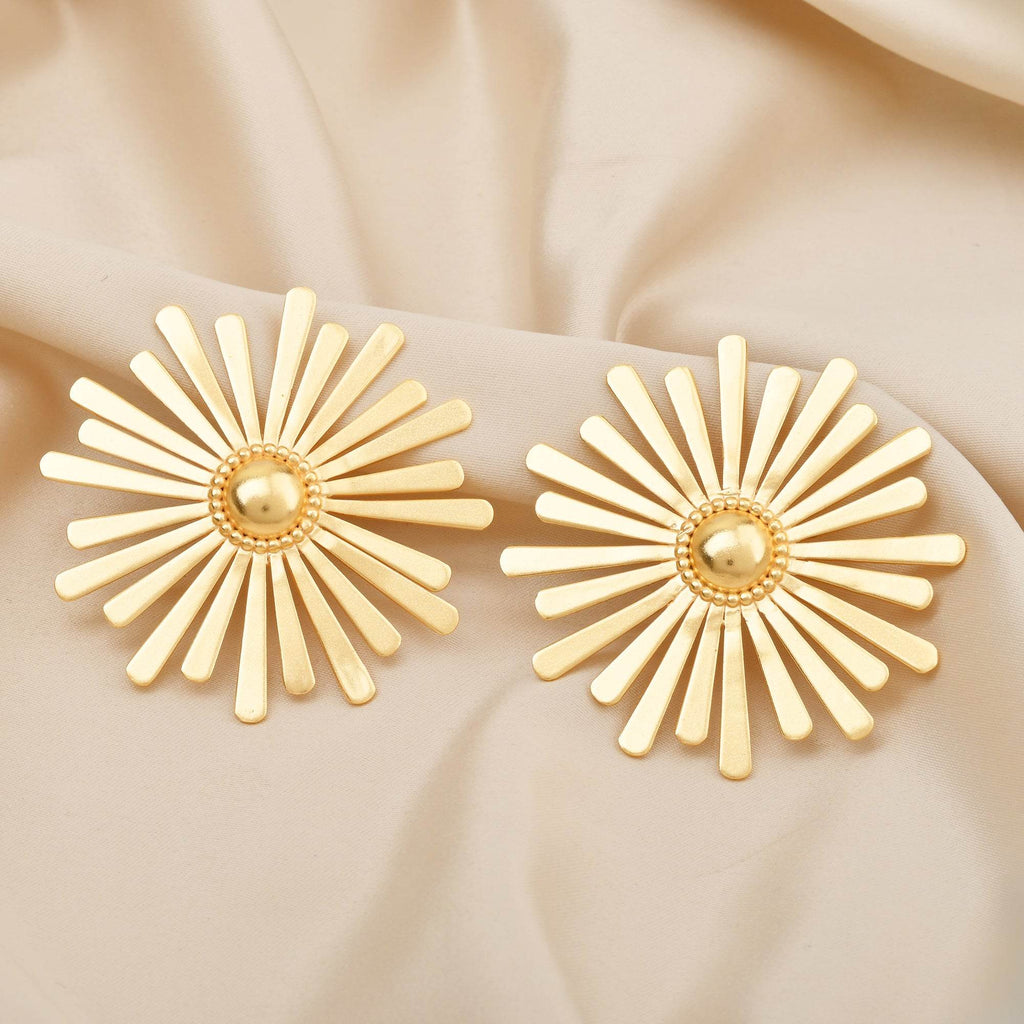 Sun Flower Gold Earrings - La Vitá Jewels