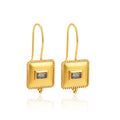 Gold Square Labradorite Gemstone Hook Earrings
