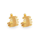 Gold Textured Woven Statement Hoop Earrings