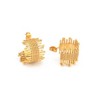 Gold Textured Woven Statement Hoop Earrings