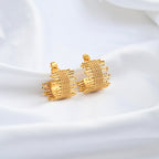 Gold Textured Woven Statement Hoop Earrings