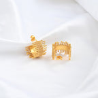 Gold Textured Woven Statement Hoop Earrings