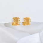 Gold Textured Woven Statement Hoop Earrings