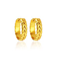 Gold Leaf Design Huggie Hoop Earrings