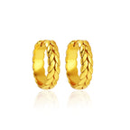 Gold Leaf Design Huggie Hoop Earrings