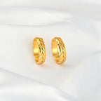 Gold Leaf Design Huggie Hoop Earrings