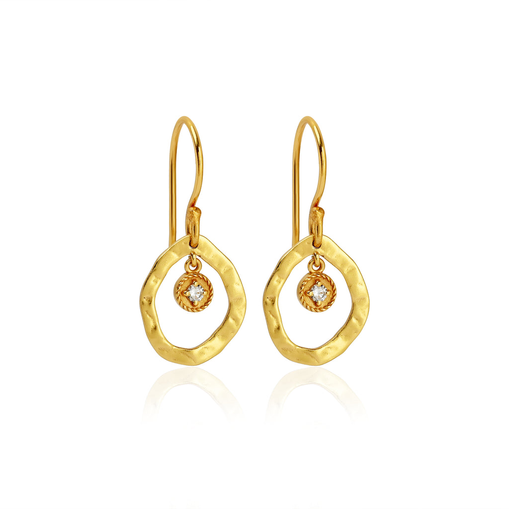 White CZ Circle Dangle Earrings