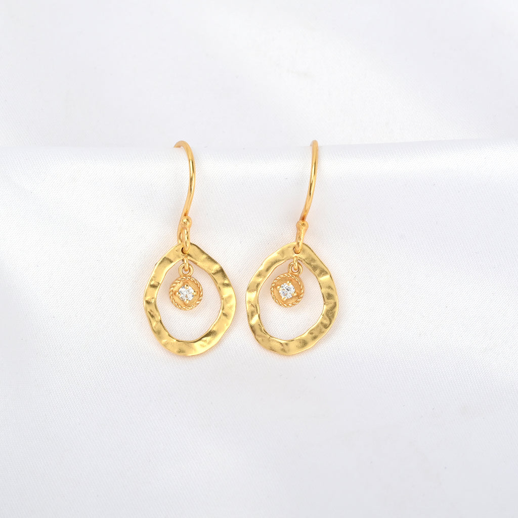 White CZ Circle Dangle Earrings