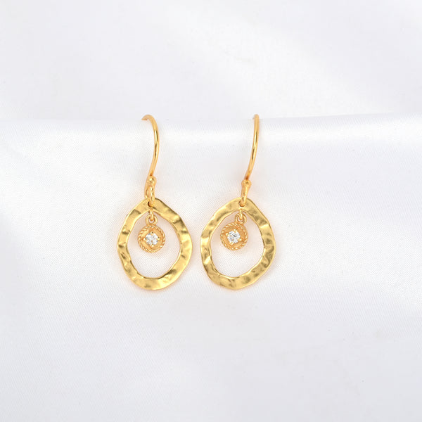 White CZ Circle Dangle Earrings